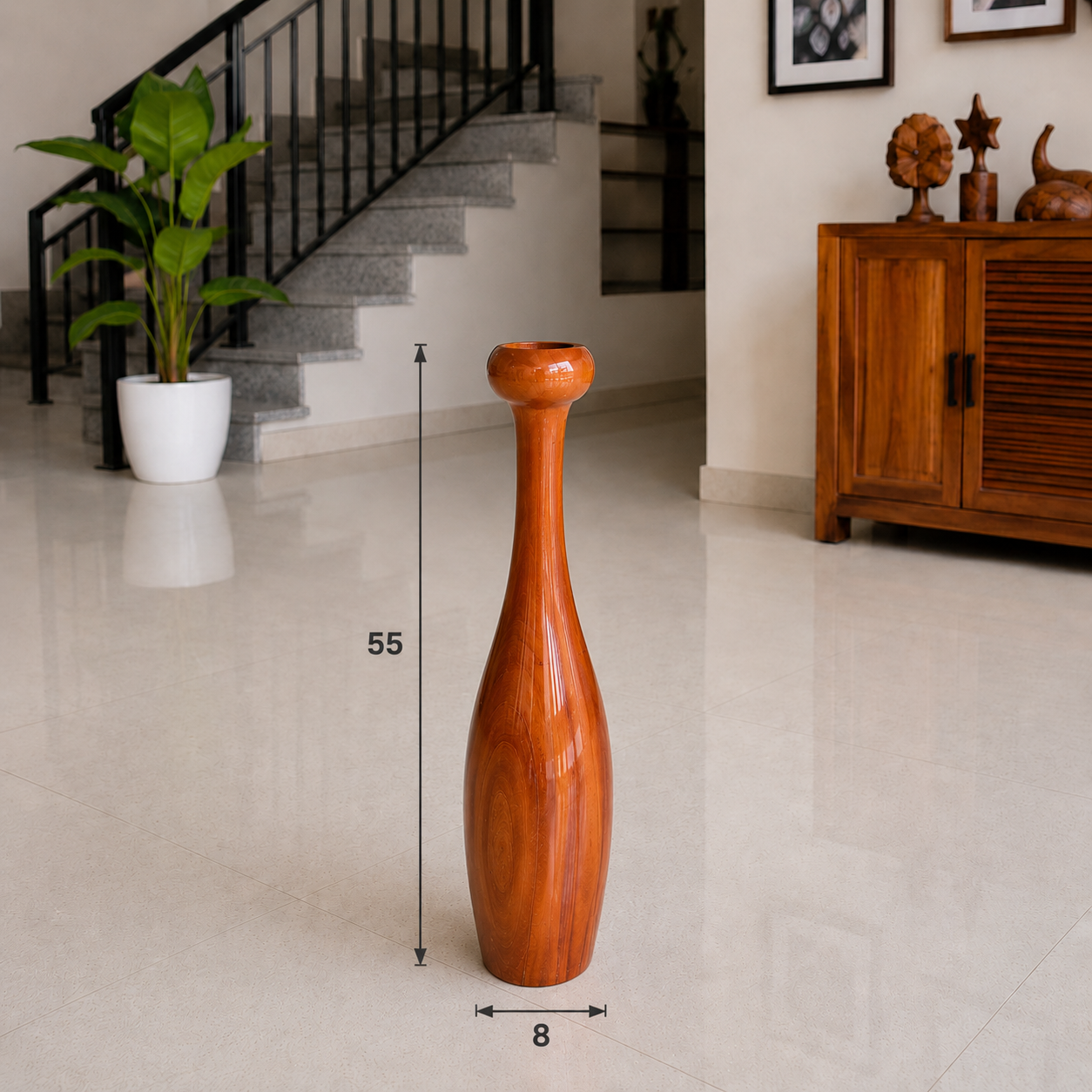 Decorative Wooden Flower Vase WITHOUT FLOWER