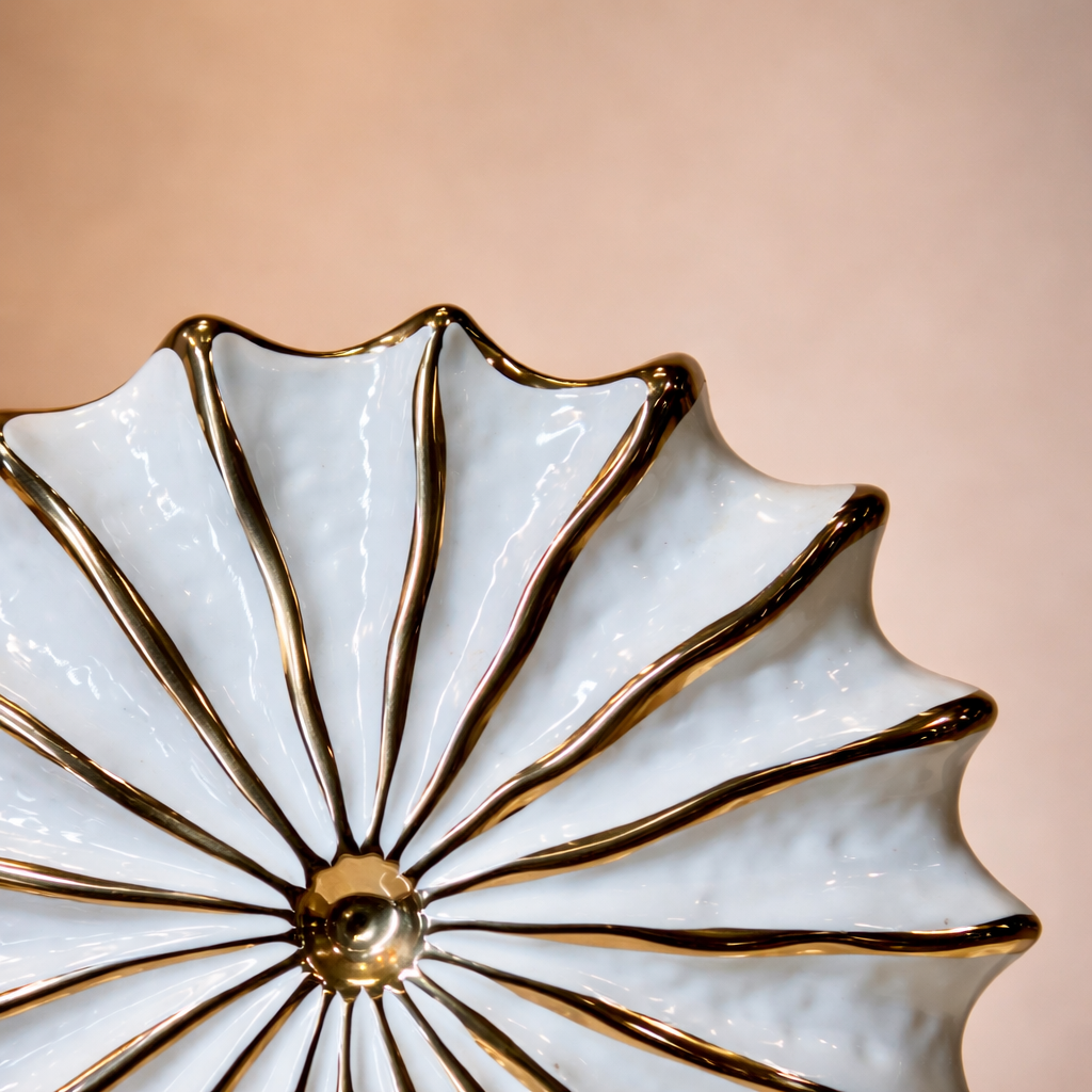 Ceramic White Home Décor With Golden Design