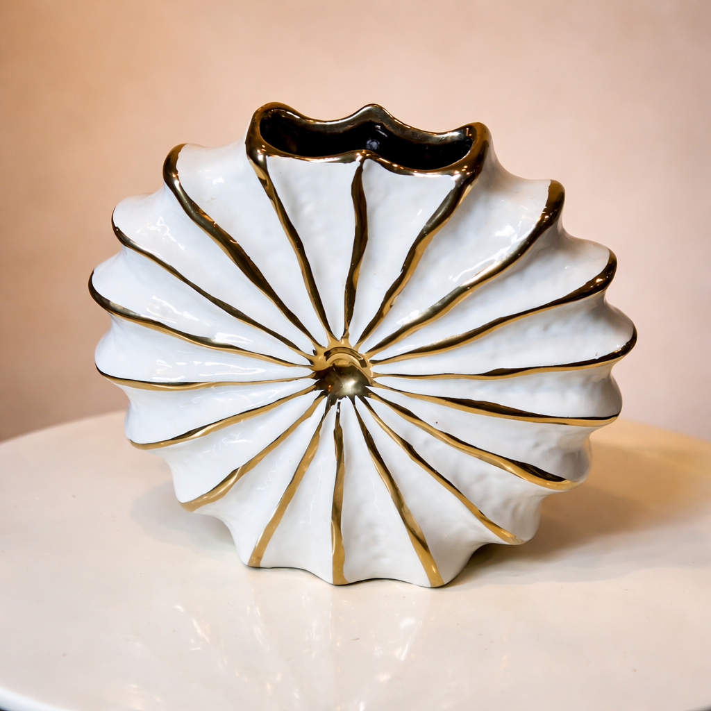 Ceramic White Home Décor With Golden Design
