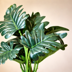 Wooden Pot With Artificial Leaves