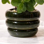 Wooden Pot And Plastic Leaves