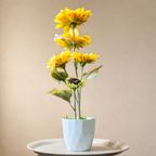 White Flower Waise Along With Plastic Leaves And Yellow Flowers