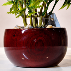 Elegant Artificial Green Plant in Glossy Red Ceramic Pot