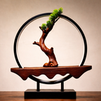 Metallic Stand, Wooden Tree And Base, Light Ring