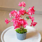 White Flower Waise Along With Plastic Leaves And Pink Flowers
