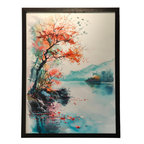 Autumn Tree Lake Wall Art Frame