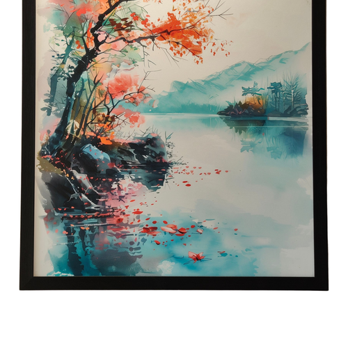 Autumn Tree Lake Wall Art Frame