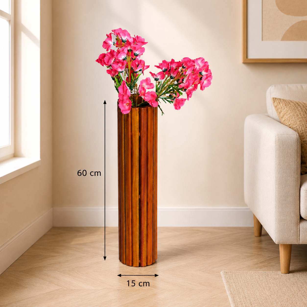 WOODEN FLOWER VASE WITHOUT FLOWER